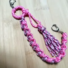 パラコード　携帯　ストラップ　ピンク系