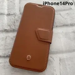 iPhone14Proケース 手帳型 カード収納 マグネット式 ブラウン