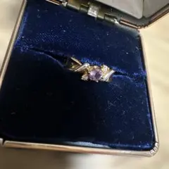 【上品】ラベンダーアメジスト系SV925 ゴールドコーティング リング