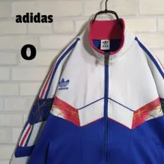 アディダス★90s 日本製 デサント 刺繍ロゴ トラックジャケット 青 L相当