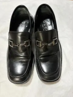 GUCCI メタルバックル ローファー スクエアトゥ 約26.5cm ブラック