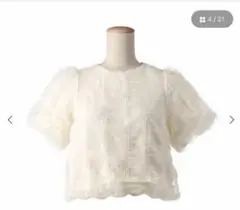 美品 coca コカ タックギャザーチュールレーストップス ブラウス
