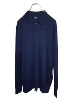 エクストラファインメリノシャツカーディガン（長袖）ネイビー XL