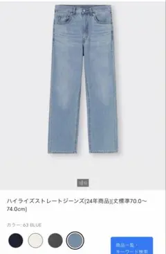 GU ハイライズストレートジーンズ　63BLUE