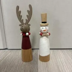 クリスマス雑貨　置物　サンタ　雪だるま　木製