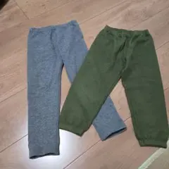 フリース長ズボン グレー・グリーン 2点セット