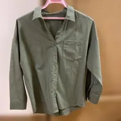 グリーン 長袖ボタンアップシャツ　レディースINGNI