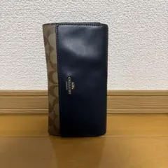 Coach ジッパー式長財布 ネイビー/ブラウン