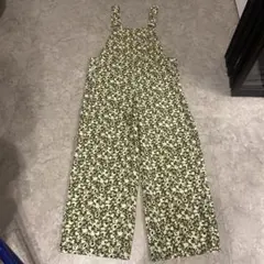 ZARA 花柄サロペット Mサイズ グリーン・ベージュ