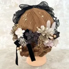 【残り僅か】18 成人式 振袖 卒業式 袴 カチューシャ パール リボンブラック