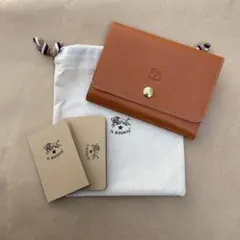 折り財布　ミニ財布　二つ折り財布　コインケース小銭入れキャラメル