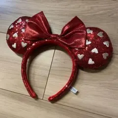 値下中 ディズニー スパンコール ハート カチューシャ 赤 レッド