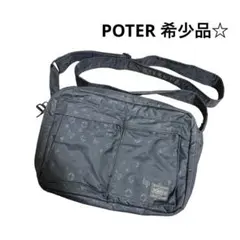 PORTER 希少品☆ショルダーバッグ 黒 ナイロン 総柄 タンカー 大容量