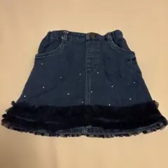メゾピアノ　フリル付きデニムスカート　ラインストーン　110