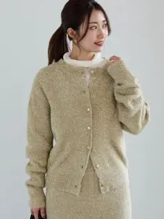 ラメシャギークルーカーディガン Te chichi 長袖 ゴールド