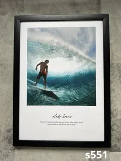 s551 アンディアイアンズ　サーフィン　A4額付き