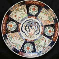 明治〜大正期、古伊万里、染錦・金彩鯉の滝登り文・窓絵松竹梅・草花・吉祥文稜花鉢 江戸後期〜明治期、古伊万里、『染錦金彩、鯉の滝登り文窓絵松竹梅草花