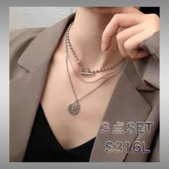 ♡ ネックレス シルバー サージカルステンレス コイン 金属アレルギー