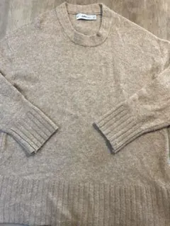 ZARA ベージュ　ベーシックロングニット