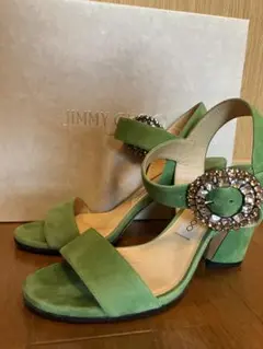 JIMMY CHOO スエード サンダル クリスタルバックルのサムネイル
