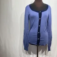 Theory セオリー シルク カシミヤ混 ニットカーディガン 配色 ブルー