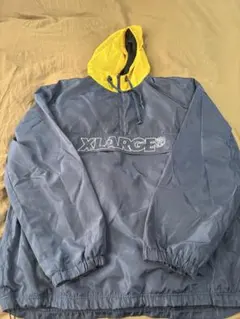 XLARGE ナイロンジャケット フード付き ネイビー/イエロー