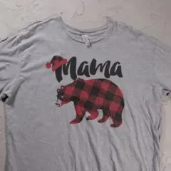 LAT Tシャツ ママベア　クリスマス　グレー