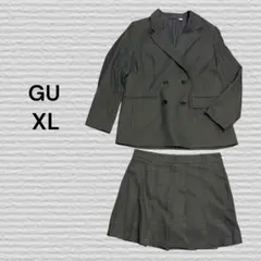 《GU》ダブルブレストチェックジャケット プリーツスコート 08DARKGRAY