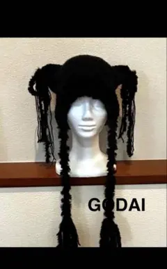 猫耳ハット　猫耳ニット帽　ハンドメイド ファー付き　ブラック