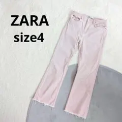 ZARA/ザラ ▶ カラーデニム サイズ4 ピンク 裾切りっぱなし