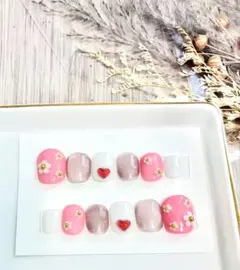 ホワイトフラワーキッズネイルチップ12枚セット