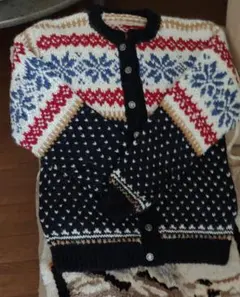 ノルウェー製 80s ハンドニット ノルディック カーディガン 肉厚 CA08 