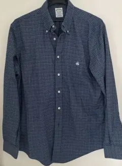 ブルックスブラザーズ　ネイビーチェック柄ボタンダウンシャツ Mサイズ