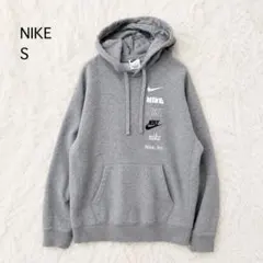 NIKE ナイキ 裏起毛　ロゴパーカー グレー S人気￼￼￼￼￼￼ フード