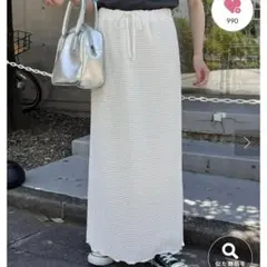 ホワイト ロングスカート ポップコーン　フリル　白　夏のサムネイル