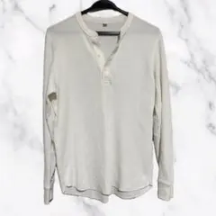 UNIQLO ユニクロ　ワッフルヘンリーネックTシャツ/長袖　ホワイト　白