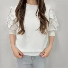 【新品】TREFLE+1 トレフルプラスワン ホイップニット 半袖 ホワイト 白