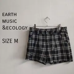 【アースミュージックアンドエコロジー】チェック　ミニ丈　キュロットスカート　厚手