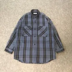 ユナイテッドアローズ 長袖柄シャツ ブルー チェック柄 綿 オーバーサイズ L