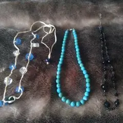 ネックレスセット（青・ターコイズ・黒）