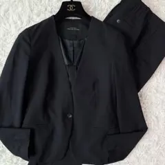 未使用級/現行✨グリーンレーベルリラクシング パンツスーツ ノーカラー 濃紺