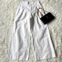 SIMPLICITE　コットンワイドパンツ　ホワイト　ウエストゴム◆6544