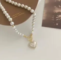 訳あり マンテルチェーン風 ハートチャーム ネックレス ゴールド 結婚式 二次会