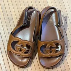 【美品】Gucci レザー ロゴ サンダル【サイズ37.5】