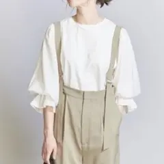 BEAUTY&YOUTH ボリュームスリーブカットソー　ウォッシャブル　白