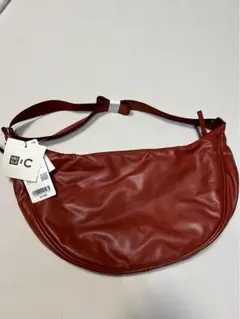 UNIQLO C ブラウン レザータッチ　ラウンドショルダーバッグ