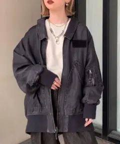 【美品】JEANASIS リバーシブル フライトジャケット ブラック
