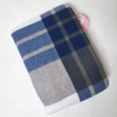 チェックフリース生地　ブルー×グレー　1枚