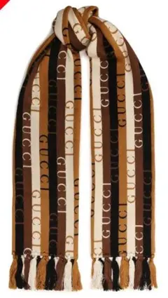 GUCCI ストライプマフラー ウールカシミヤ