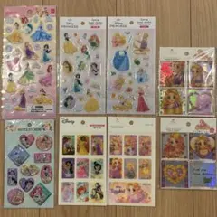 ディズニープリンセス　ステッカー　8点セット　ウォーターシール、3Dシール等